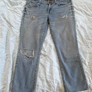 Elizabeth and James Light Blue Distressed Cropped Jeans